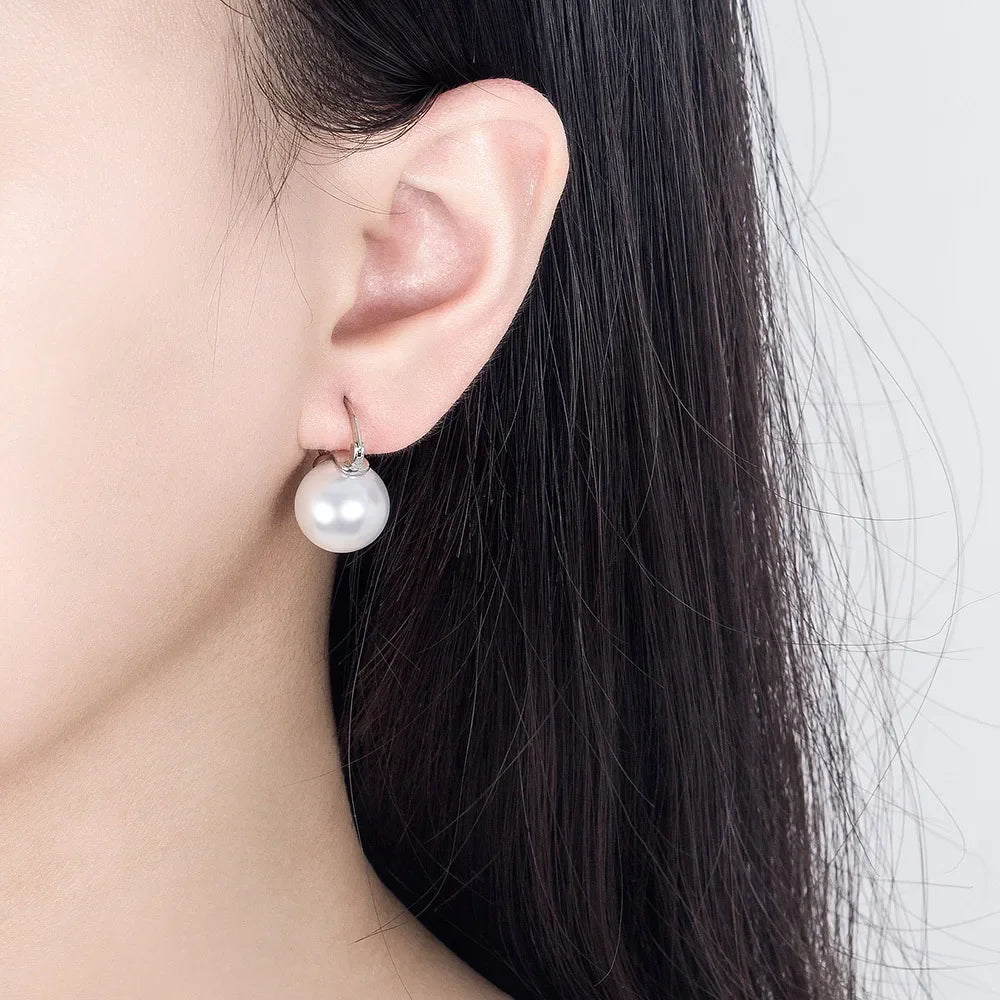 Sterling Silver Pearl Hook Earrings - 18K Gold Elegant Wedding Designer Jewelry for Women