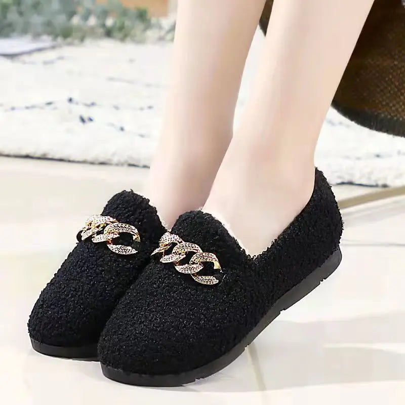 Women's Plush Moccasin Slippers - Warm House Loafers
