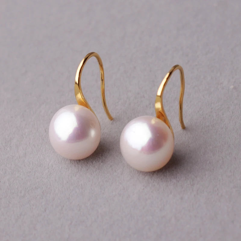 Fashion Natural Freshwater Black Pearl Earrings For Women Sterling Silver Gold Plated Earrings Wedding