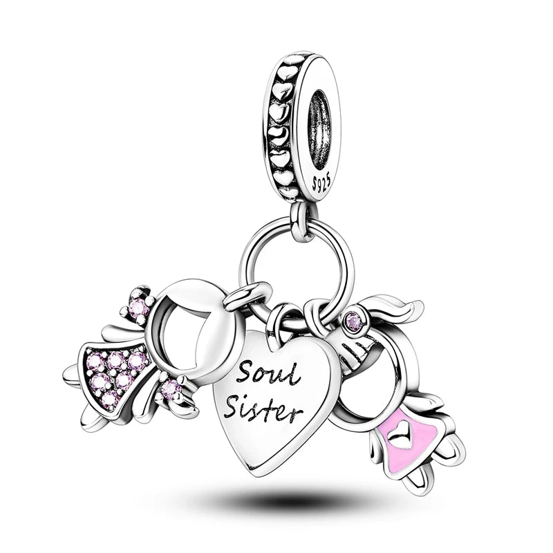 925 Sterling Silver Tree of Life, Peach Heart & Sweet Love Charm Bead | Fits Bracelets & Necklaces