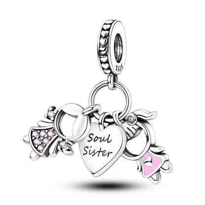925 Sterling Silver Tree of Life, Peach Heart & Sweet Love Charm Bead | Fits Bracelets & Necklaces