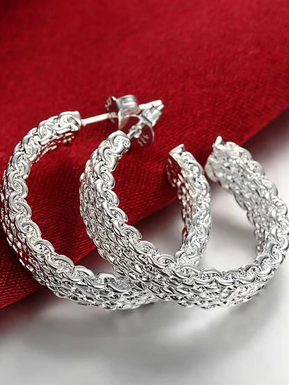 Popular fine Sterling Silver charms stud Earrings for Women Creativity Christmas Gifts Street all-match party Jewelry