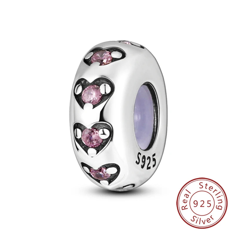 925 Sterling Silver Pink Pendant Charm Bead | Fits Pandora Bracelets & Necklaces | DIY Fine Jewelry