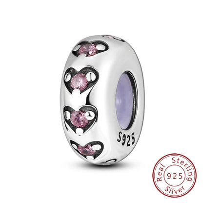 925 Sterling Silver Pink Pendant Charm Bead | Fits Pandora Bracelets & Necklaces | DIY Fine Jewelry
