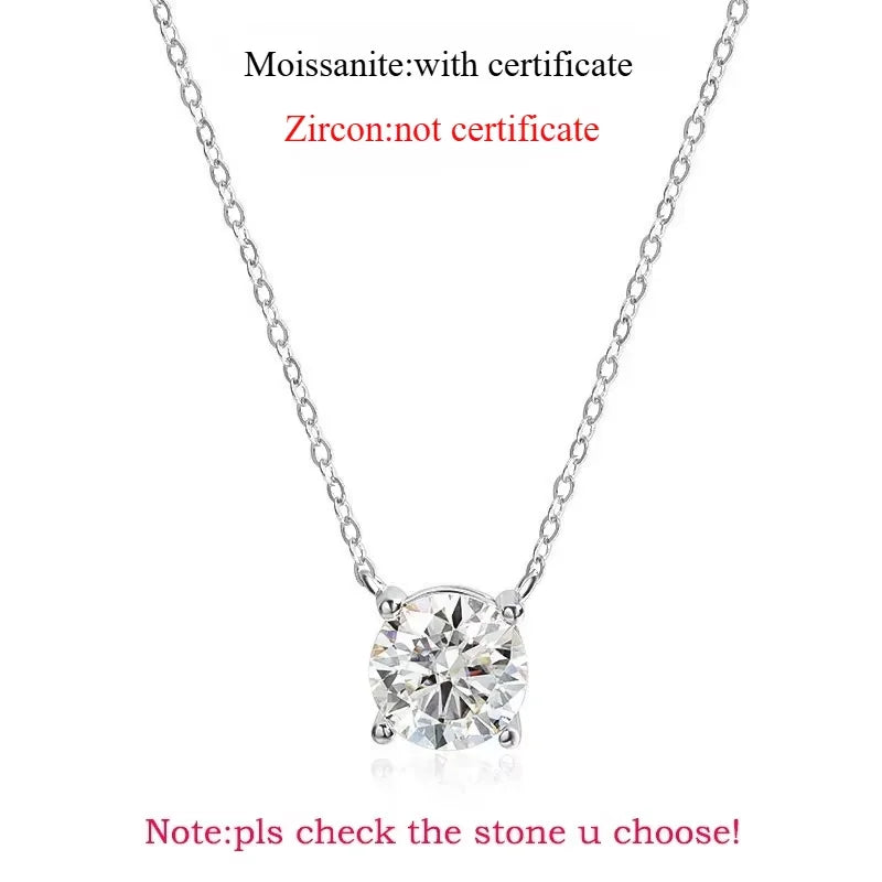 Moissanite Pendant Necklace - 925 Sterling Silver & 18K Rose Gold, 1ct to 5ct, D Color VVS1