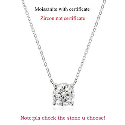 Moissanite Pendant Necklace - 925 Sterling Silver & 18K Rose Gold, 1ct to 5ct, D Color VVS1