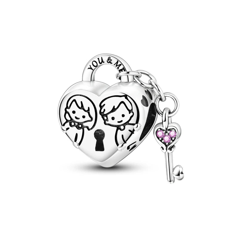 925 Sterling Silver Tree of Life, Peach Heart & Sweet Love Charm Bead | Fits Bracelets & Necklaces