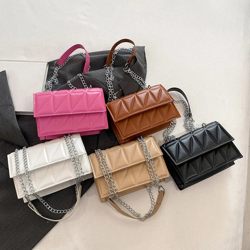 Designer Fashion Women Shoulder Bag Ladies PU Leather Handle Handbags Chain Strap Crossbody Bags for Women