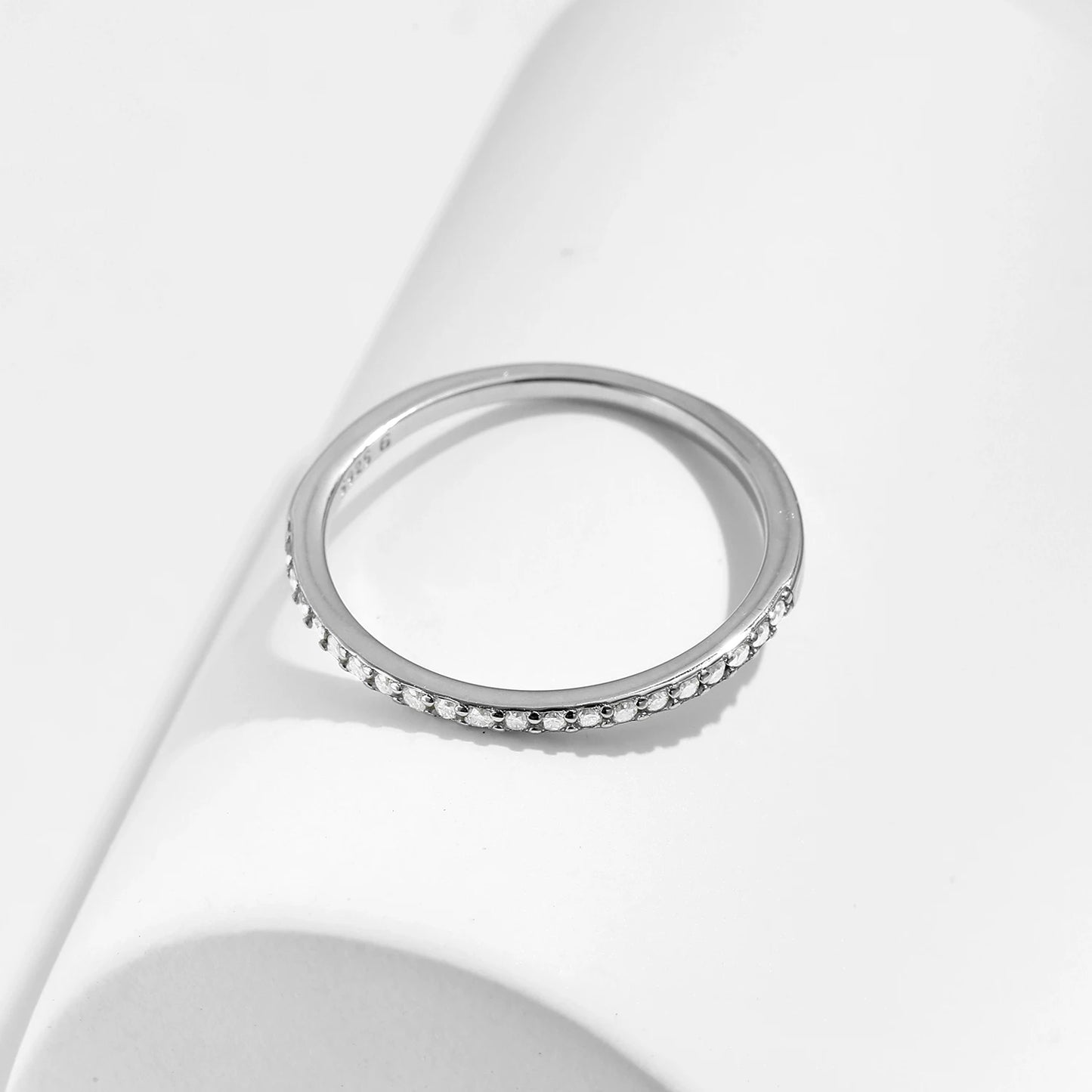 Moissanite Eternity Band - 925 Sterling Silver, D Color VVS1, CMA Certified