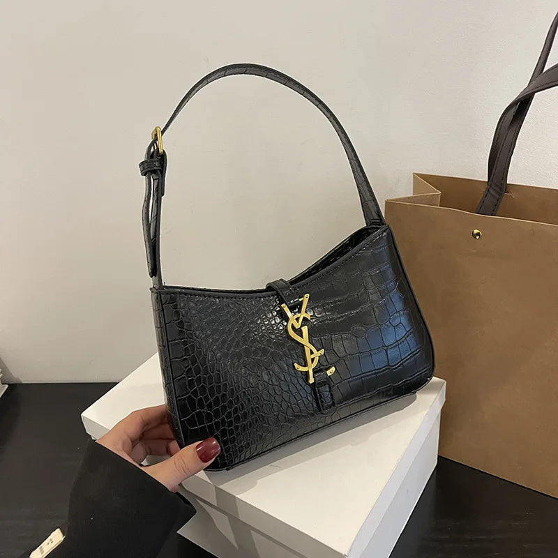 New Fashion Favorite Fashion Crocodile Pattern Stick Bag Women's Fashion Trend Handbag Casual Single Shoulder Underarm Bag
