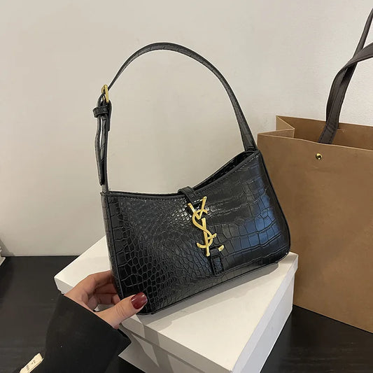 2025 New Fashion Favorite Fashion Crocodile Pattern Stick Bag Women's Fashion Trend Handbag Casual Single Shoulder Underarm Bag
