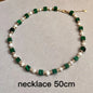 Natural Freshwater Pearl & Synthetic Malachite Jewelry | 14K Gold Plated Necklace, Bracelet & Earrings | Vintage Style