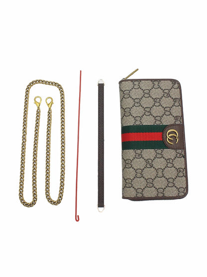 Long Zipper Wallet Chain Accory Handbag Strap DIY Coffee Leather Strip Single oulder Crossbody Bag Chain Replacement