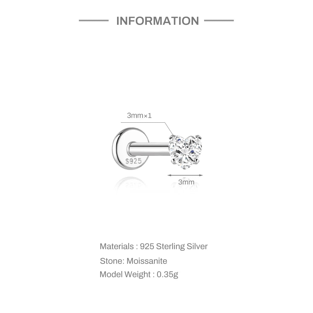Moissanite Stud Earrings - 925 Sterling Silver, 0.03-1.2ct, D Color, GDTC Certified