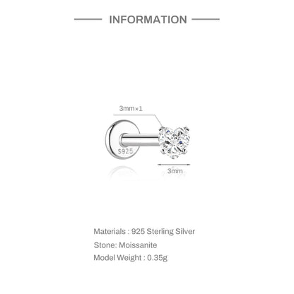 Moissanite Stud Earrings - 925 Sterling Silver, 0.03-1.2ct, D Color, GDTC Certified