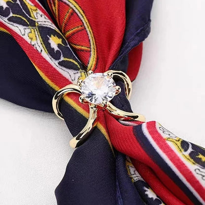 Luxury Silk Scarf Buckle Multifunctional Square Scarf Buckle Brooch Ring Matched Fashionable High-End Silk Accessory For Ladies