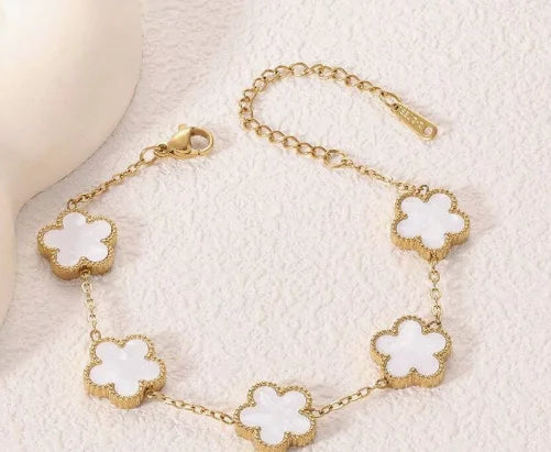 Five-Leaf Clover Bracelet Set — 18K Gold Plated Stainless Steel | Women
