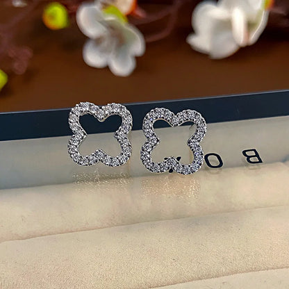 New Simple Hollow Four Leaf Clover Earrings for Women  Trend Jewelry Gift for Her