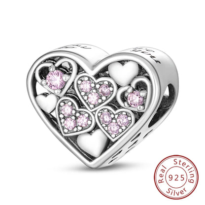 925 Sterling Silver Pink Pendant Charm Bead | Fits Pandora Bracelets & Necklaces | DIY Fine Jewelry