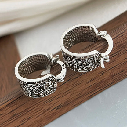 Sterling Silver Earrings For Women Trendy Simple Retro Flower Earring Jewelry Prevent Allergy Party Christmas Accessories