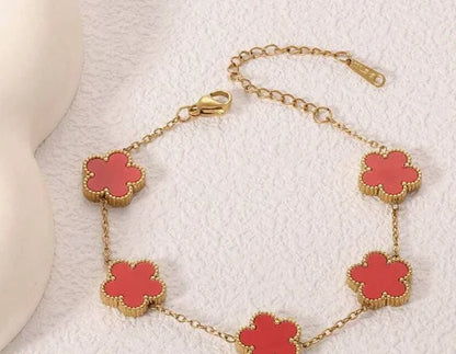 Five-Leaf Clover Bracelet Set — 18K Gold Plated Stainless Steel | Women