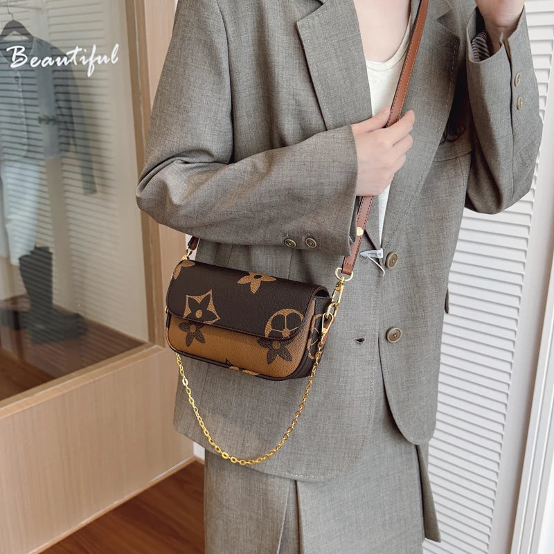 Elegant Women's Leather Messenger Handbag