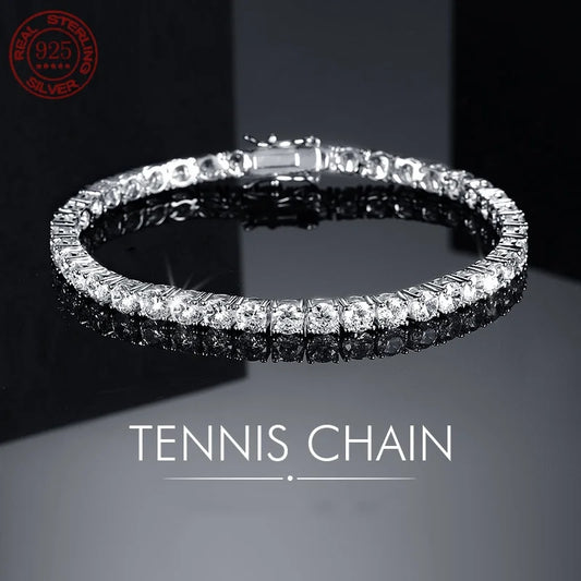 Tennis Bracelet - 925 Sterling Silver & 18K Gold, Moissanite or Zirconia, 2/3/4mm