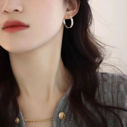 Design  Luxury Zircon Earrings -  Fashionable Gold Silver Metal Accessories for Women