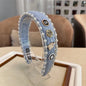 Exquisite Crystal Ball Pearl Number 5 Letter Camellia Headband Women Hair Accessories France Pearl Beaded Hairhoops Headwears