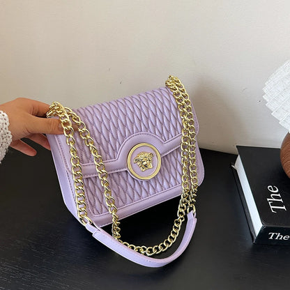 Classic Elegant Leather Handbag For Ladies Shoulder Strap Famous Designer Luxury Brand Collection