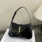 Glossy Leather Underarm Bag, Fashion Shoulder Purse for Women, Versatile Top Handle Tote Chic  Minimalist Crossbody Bag