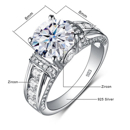 2ct Moissanite or Zirconia Bridal Ring - Solid 925 Sterling Silver & 14K White Gold, D Color VVS1
