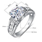 2ct Moissanite or Zirconia Bridal Ring - Solid 925 Sterling Silver & 14K White Gold, D Color VVS1