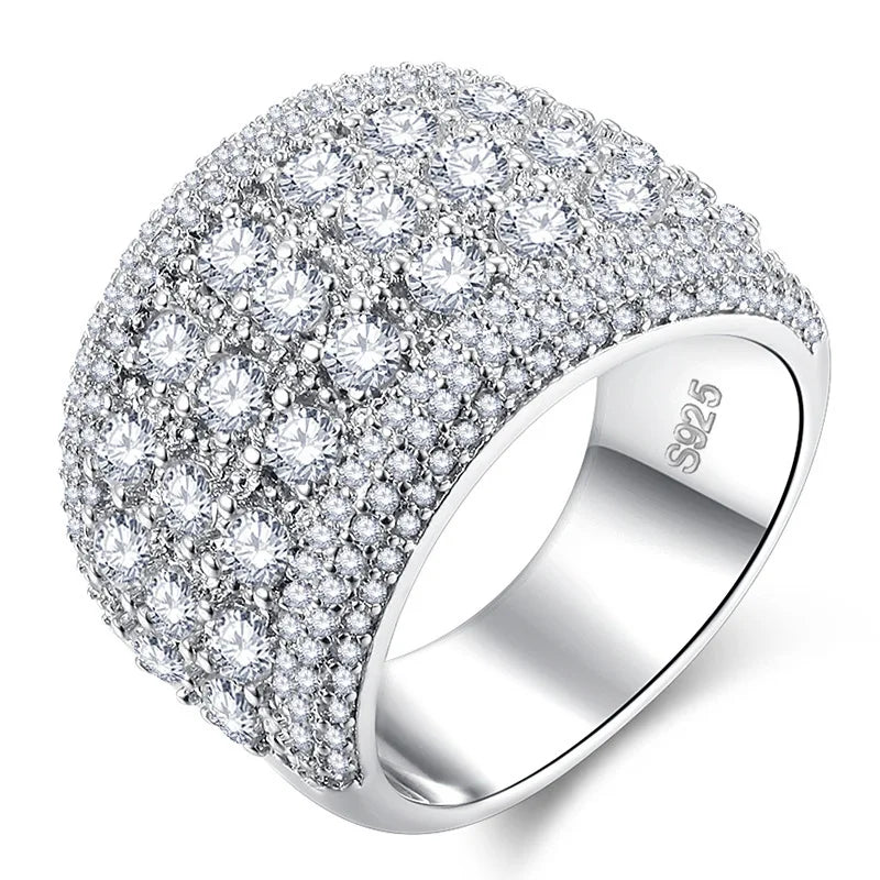925 Sterling Silver Round Zircon Engagement Ring for Women | Wedding Band | Sizes 5–10 | Gift Box Included
