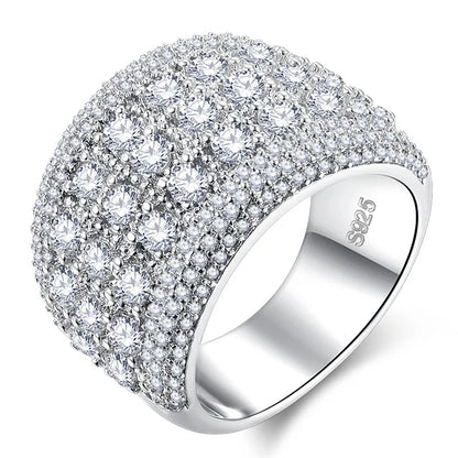 925 Sterling Silver Round Zircon Engagement Ring for Women | Wedding Band | Sizes 5–10 | Gift Box Included