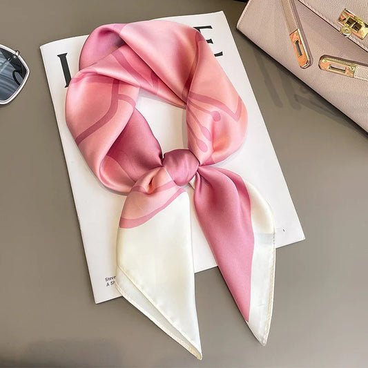 New Fashion Luxury Brand 70cm Silk Square Scarf Women Satin Shawl Wrap Hijab Echarpe Neck Tie Female Hair Bandana Headkerchief