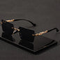 Fashion Rimless Sunglasses UV400 Rectangle Women Men Shades Hiking Square Sun Glasses Female Male Beach Vacation Travel Eyewear