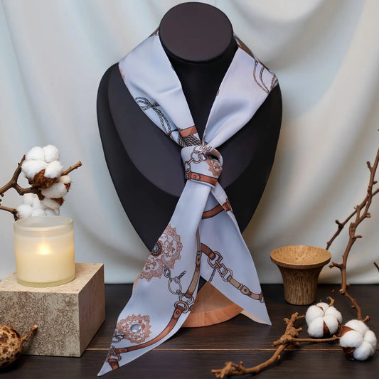 Silk Scarf Ribbon Hair Tie for Women Long Printed Accessory Bag Handle Decoration Neck Wrap Stylish Headband Multiuse