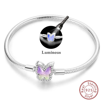 Sterling Silver Butterfly Zircon Bracelet - Colorful Crystal Wedding Jewelry