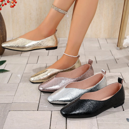 Women's Retro Square Toe Loafers - Lightweight Slip-On Sneakers
