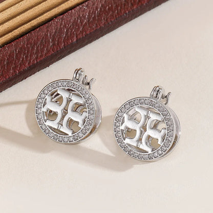 Rhinestone Earrings for Women Gold Silver Round Hollow Geometric Dangle Earrings Wedding Party Daily Wear Fashion Jewelry Gift