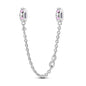 925 Sterling Silver Heart, Infinity & Triple Jewel Safety Chain Charm | Fits Pandora & Most Bracelets