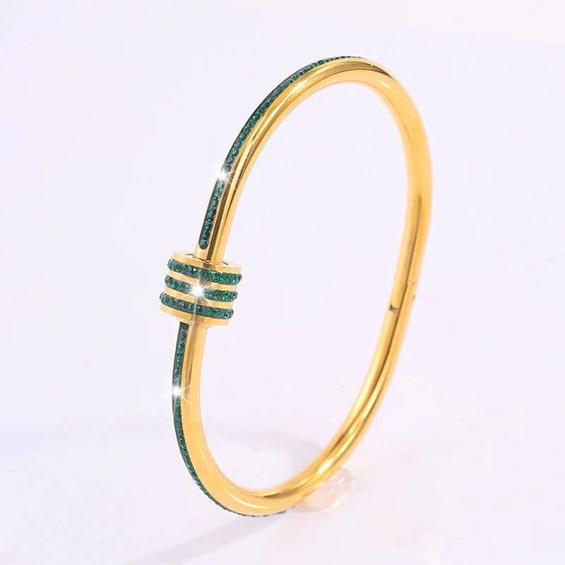 Stainless Steel Bangle Bracelet Designer Jewelry Gold Plated Bangles Women's Bracelets Woman Accessories for Women 2025 Trend