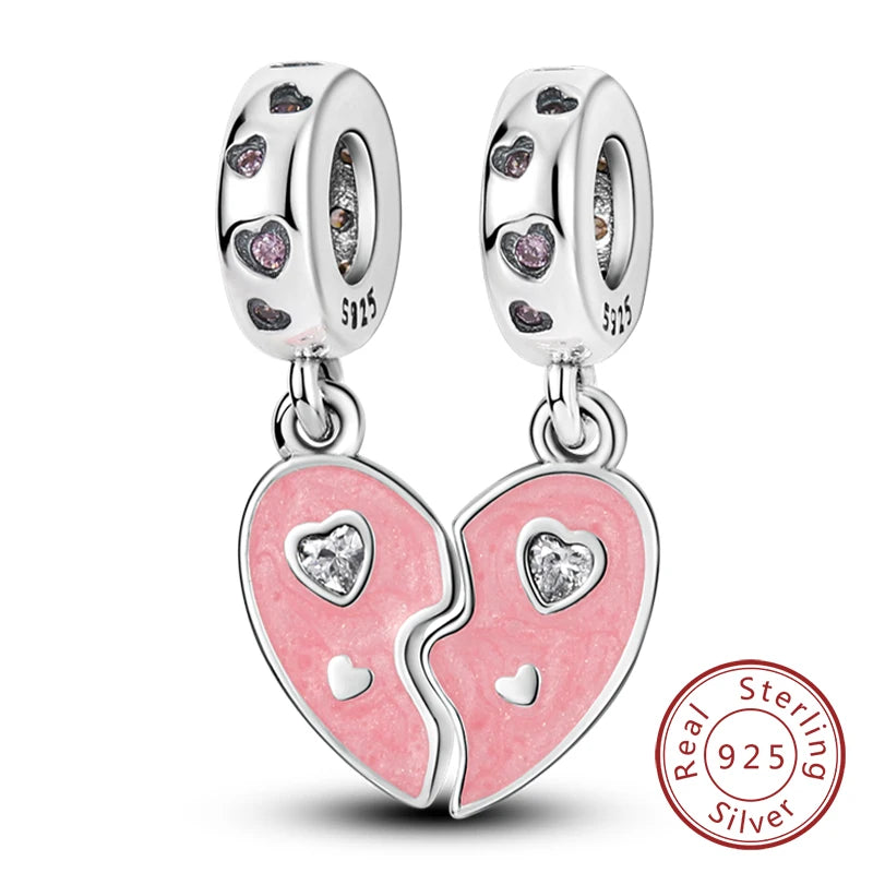 925 Sterling Silver Pink Pendant Charm Bead | Fits Pandora Bracelets & Necklaces | DIY Fine Jewelry