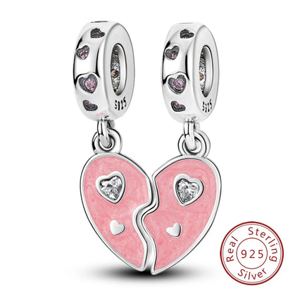 925 Sterling Silver Pink Pendant Charm Bead | Fits Pandora Bracelets & Necklaces | DIY Fine Jewelry