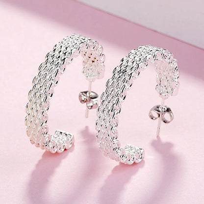 Popular fine Sterling Silver charms stud Earrings for Women Creativity Christmas Gifts Street all-match party Jewelry