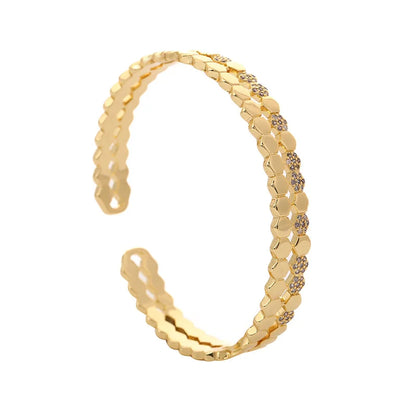 Titanium Steel 18kGold Plated Bangles for Women Girls Trend Waterproof Jewelry Luxury Sparkling Zircon Cuff Bracelet Bangle