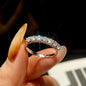 Real Moissanite 7-Stone Eternity Band - 925 Sterling Silver, 0.7ct Total, Passes Diamond Tester