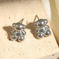 ZAKOL Shiny Zircon Teddy Bear Charm Drop Hoop Earrings for Women Girls Geometric Chinese Style Ear Accessories Jewelry Gift