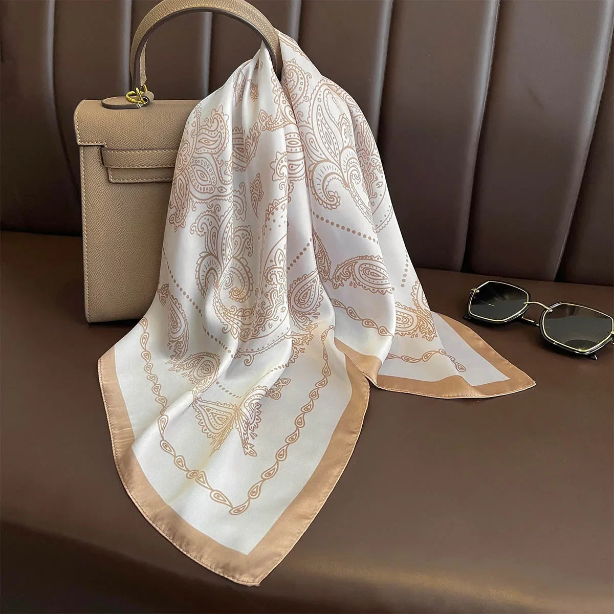 Scarf Square For Women Satin Bandanna Print Bag Scarves Head Band Fashion Lady Hair Shawl Wrap Female Neckerchief Hijab